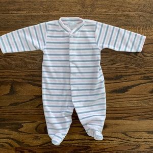 Kissy Kissy Viva Velour Pink Striped Footie